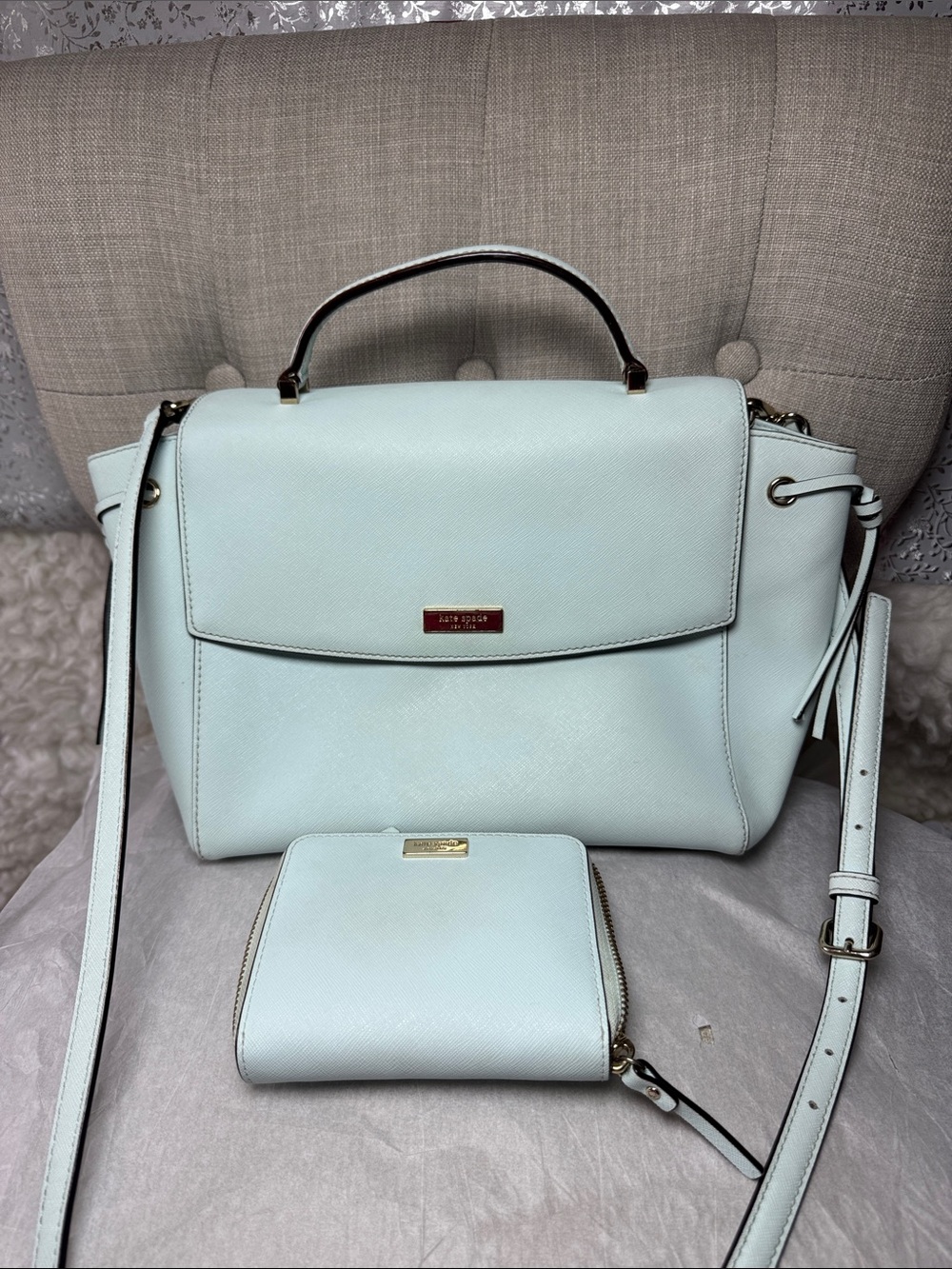 kate spade Mint Leather Satchel with Matching Wallet